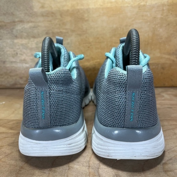 Skechers Memory Foam Knit Womens Size 9 Trainers Gray/Light Blue 12614 - Picture 4 of 8